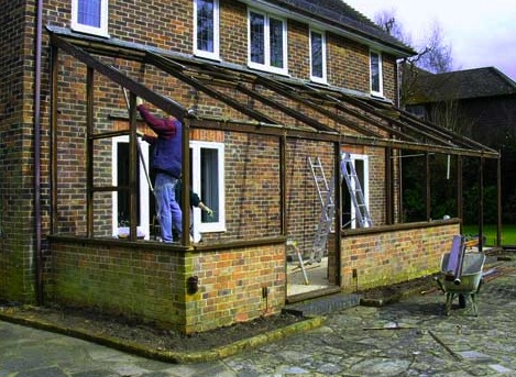 Old timber conservatory Starting to remove the old conservatory